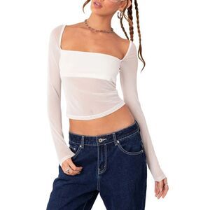 NWT Edikted Marta Mesh Top White